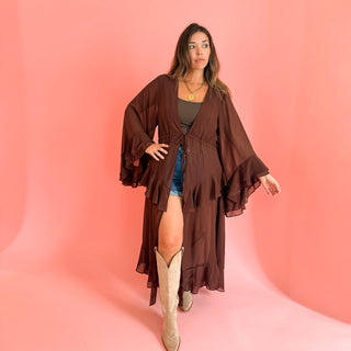Draped Long Sleeve Duster