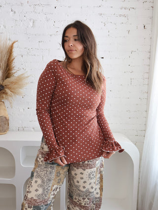 Maize Polka Dot Long Sleeve Top