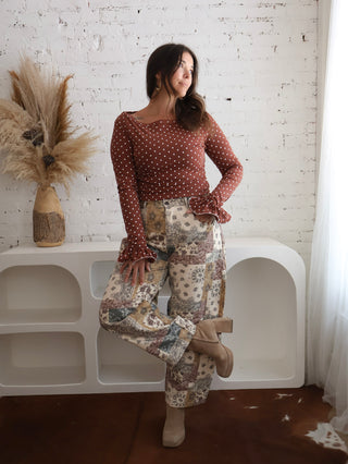 Maize Polka Dot Long Sleeve Top