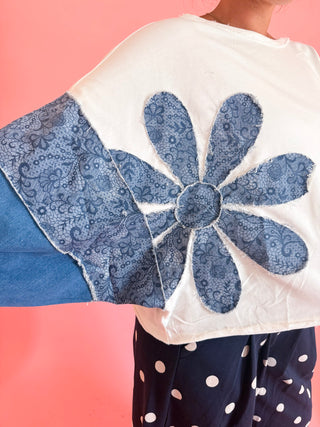 Denim + Floral Patchwork Top