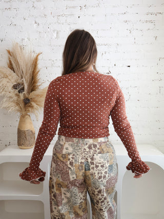 Maize Polka Dot Long Sleeve Top