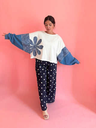 Denim + Floral Patchwork Top