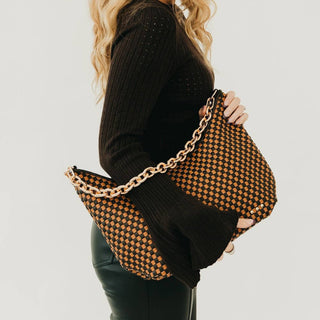 Alena Slouchy Woven Bag - Black and Brown
