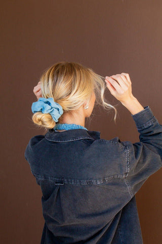 Baby Blue Jean Oversized Scrunchie