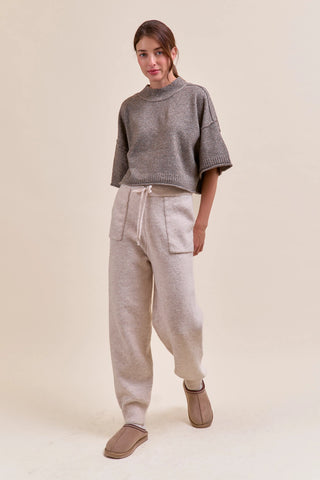 Maddie Short Sleeve Sweater - Light Brown