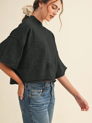 Maddie Short Sleeve Sweater - Black