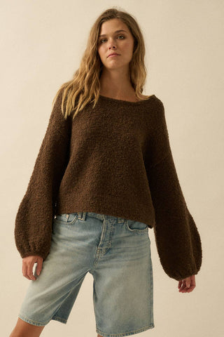 Mocha Bubble Sleeve Sweater