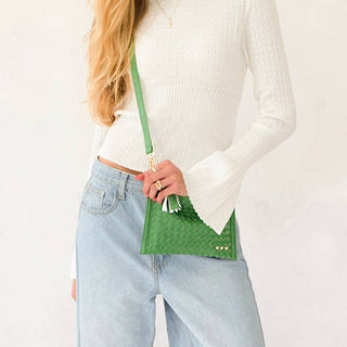 Jen Woven Crossbody and Clutch Bag - Emerald