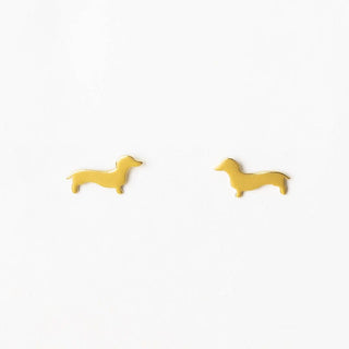 18K Brass Dachshund Post Earrings