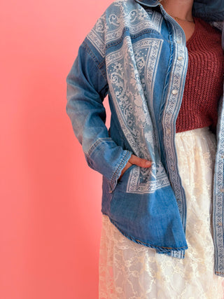 Indie Cross-Stitched Denim Shirt
