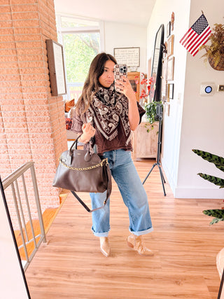 Brown Paisley Triangle Scarf