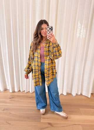 The Rowen Plaid Top - Mustard