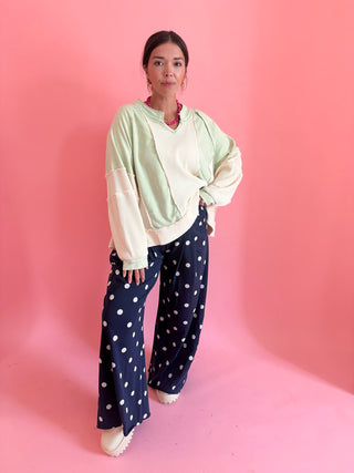 Sweet Green Patchwork Sweatshirt