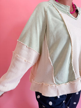 Sweet Green Patchwork Sweatshirt