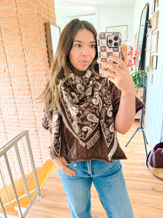 Brown Cable Knit Short Sleeve Sweater