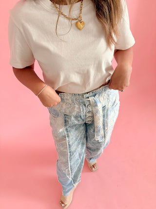 Denim Blues Contrast Pants