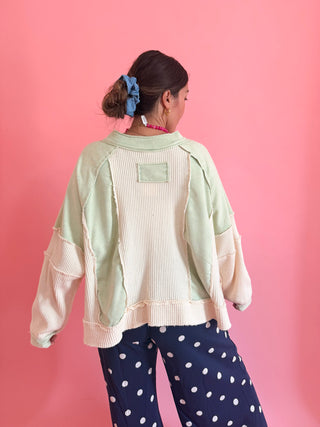 Sweet Green Patchwork Sweatshirt