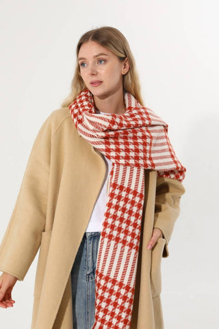Rust Houndstooth Scarf