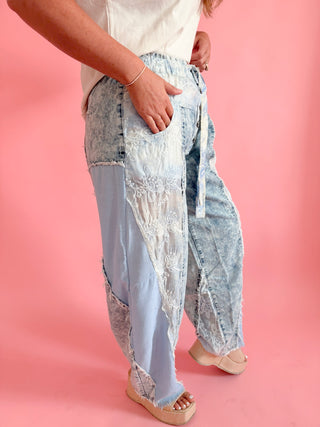 Denim Blues Contrast Pants