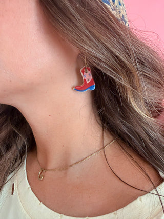 Cowgirl Boot Ceramic Earrings