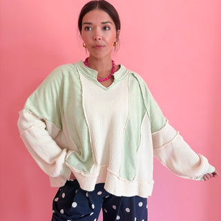 Sweet Green Patchwork Sweatshirt
