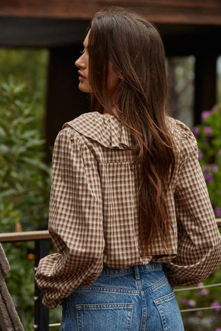 Elodie Gingham Ruffled Top