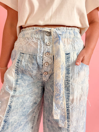 Denim Blues Contrast Pants