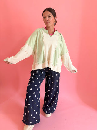Sweet Green Patchwork Sweatshirt