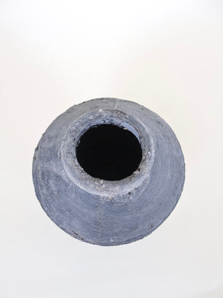 Ridged Organic Black Clay Vase