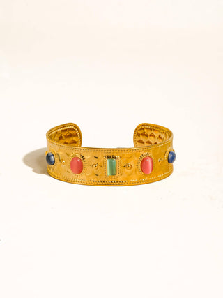 Delaney 18K Gold Colorful Stone Cuff Bracelet