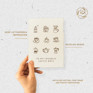 Coffee Date Love Friendship Card + Envelope