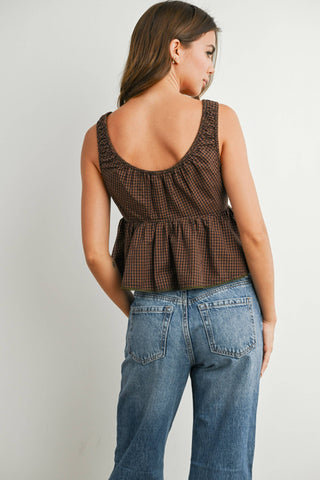 Cocoa Tie-Front Peplum Top