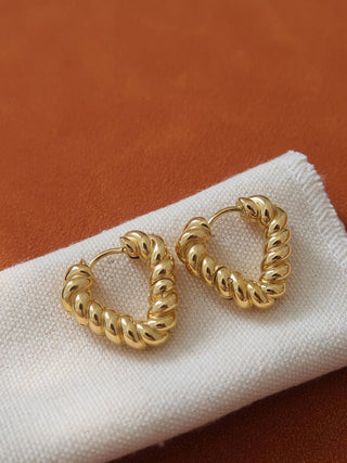 Twisted Heart Hoop Earrings