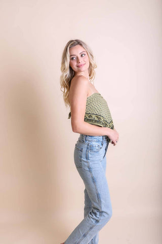Olive Cotton Bandana Scarf