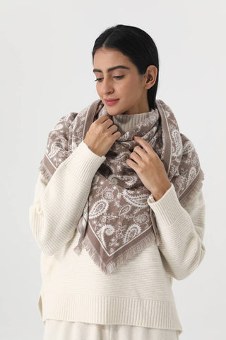 Mocha Paisley Triangle Scarf