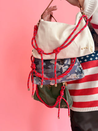 Cosette Canvas Shoulder Bag: Cream