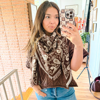 Brown Paisley Triangle Scarf