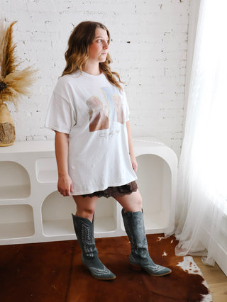 Dolly Parton Lipstick White Thrifted Tee