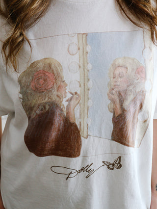 Dolly Parton Lipstick White Thrifted Tee