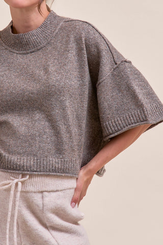Maddie Short Sleeve Sweater - Light Brown