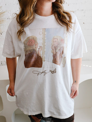Dolly Parton Lipstick White Thrifted Tee