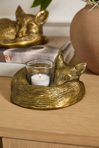 Sleepy Fox Tealight Candle Holder