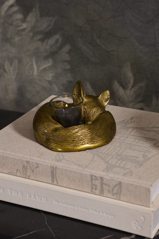 Sleepy Fox Tealight Candle Holder