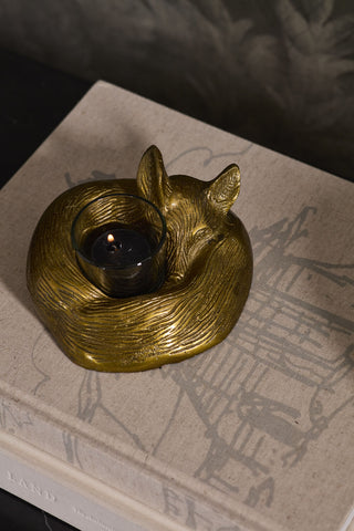 Sleepy Fox Tealight Candle Holder