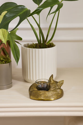 Sleepy Fox Tealight Candle Holder