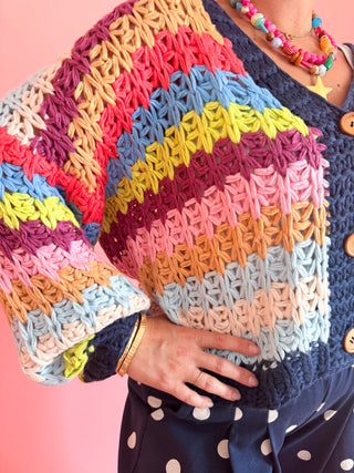 Rainbow Chunky Knit Cardigan