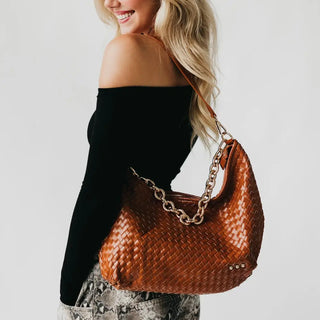 Alena Slouchy Woven Bag - Brown