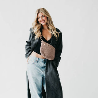 Suede Perry Woven Bum Bag - Taupe