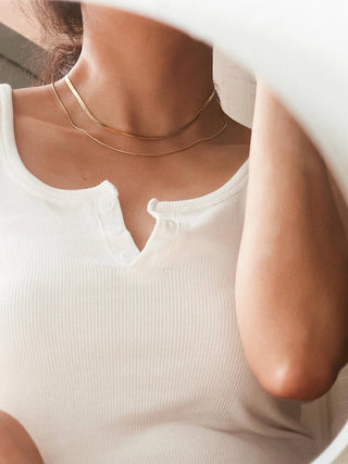 Double Layered Flat Chain Necklace
