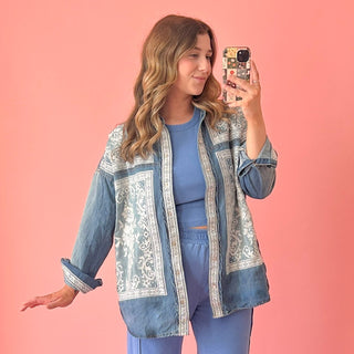 Indie Cross-Stitched Denim Shirt